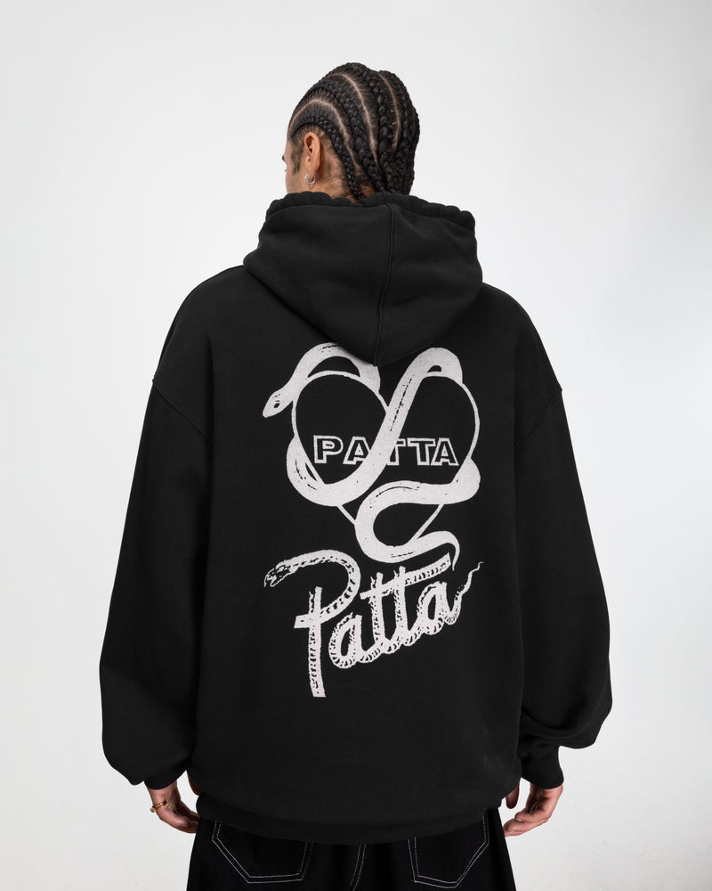 Patta Snake Heart Boxy Hooded Sweater (Black)