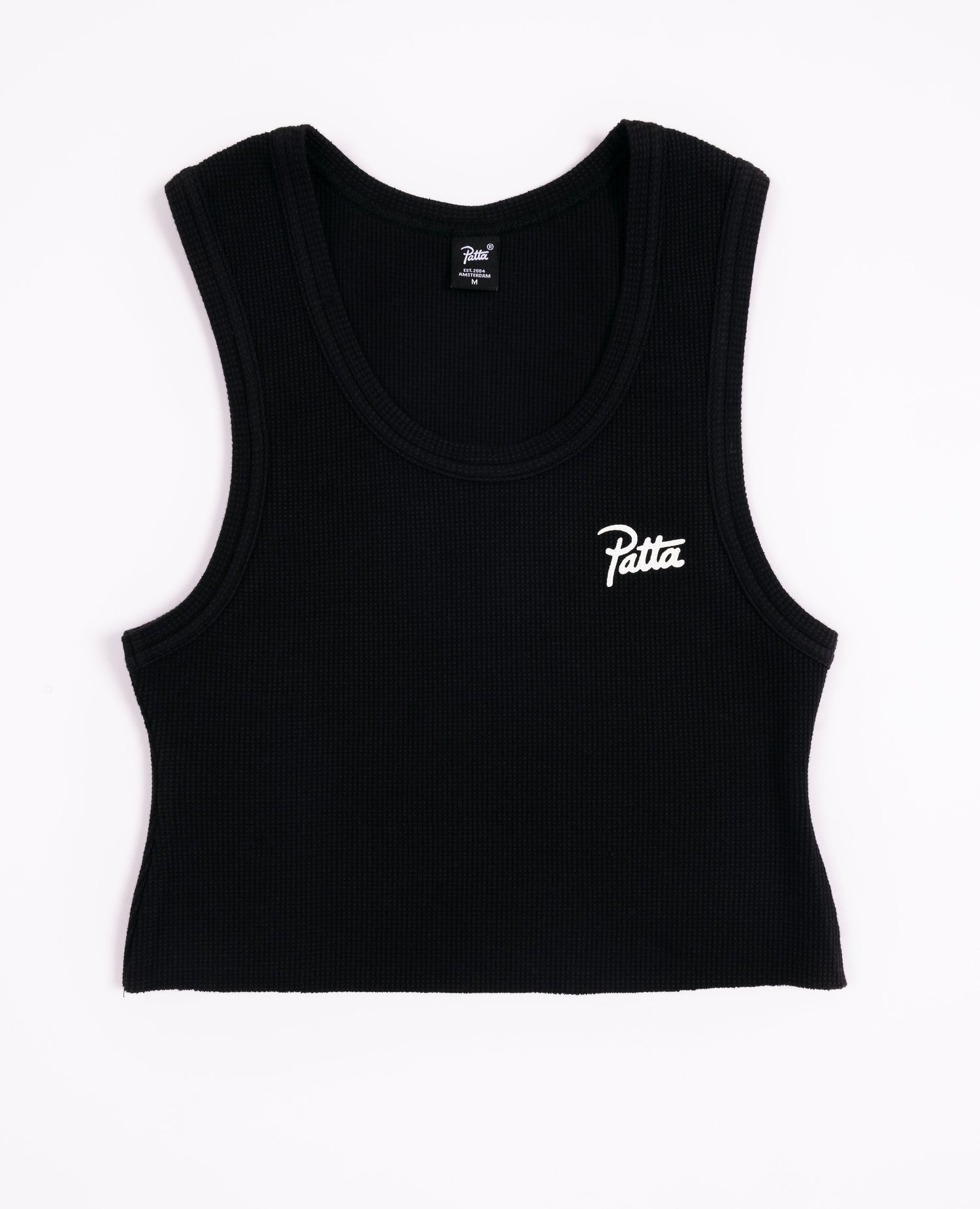 Patta Femme Cropped Waffle Tank Top (Black)