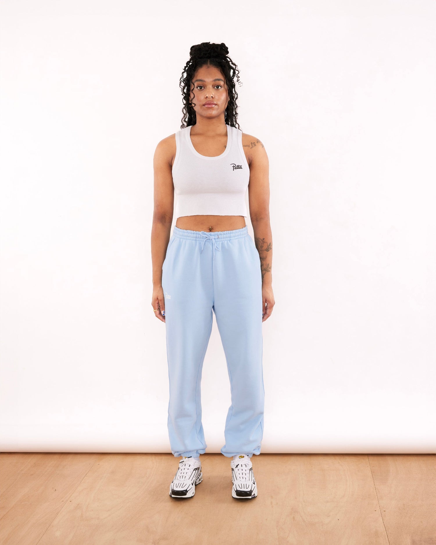 Patta Femme Cropped Waffle Tank Top (White)