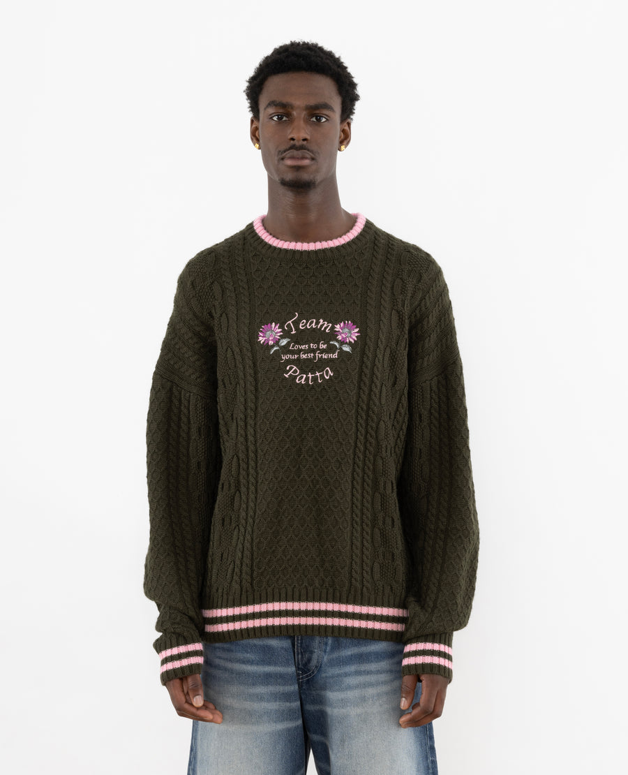 Patta Loves You Cable Knitted Sweater (Beetle)