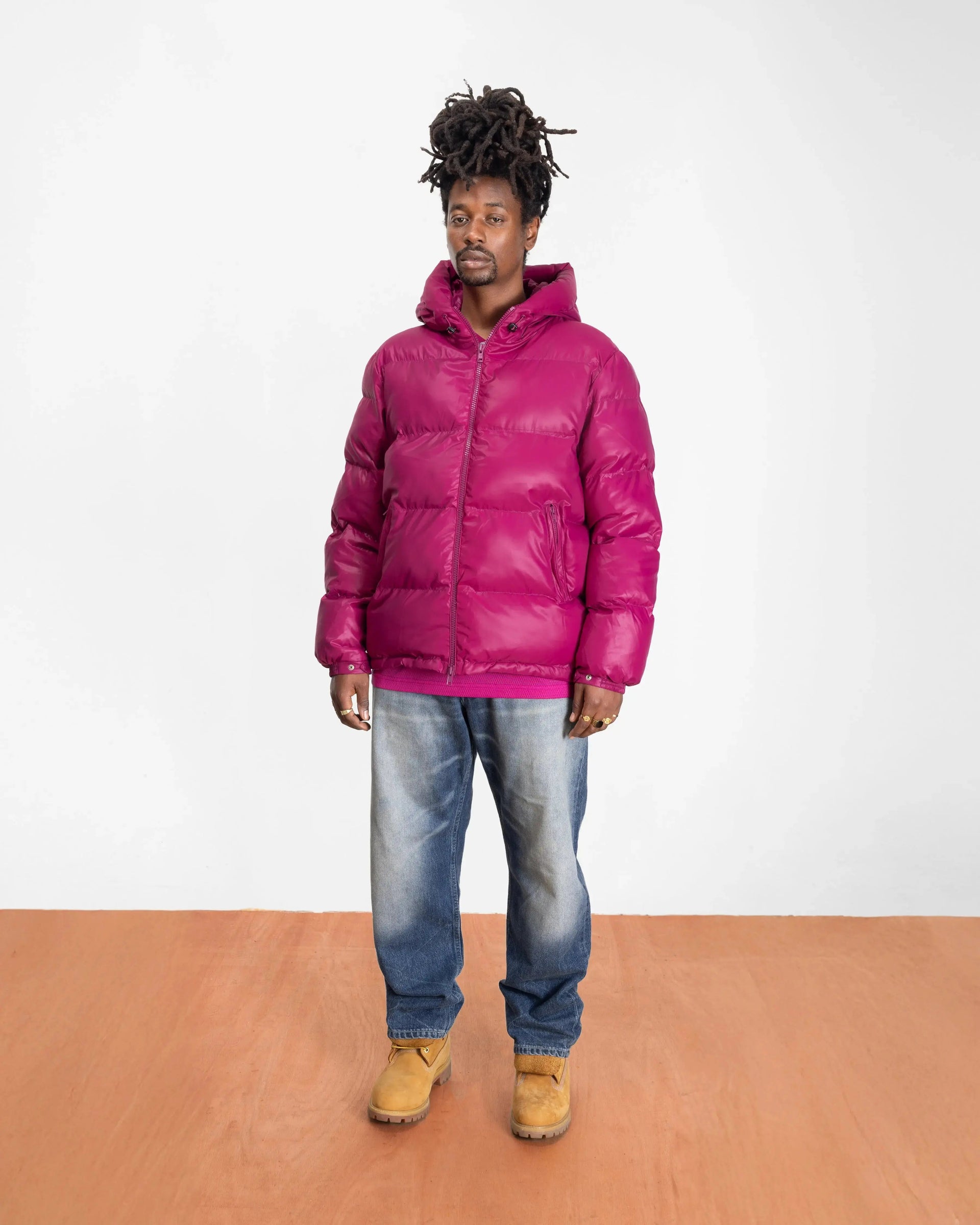 Patta Quilted Script Logo Puffer Jacket Boysenberry