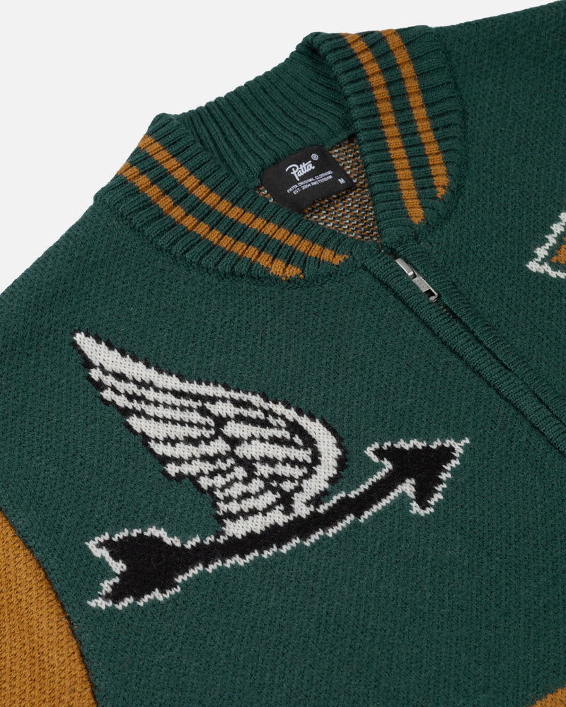 Patta Lucky 13 Varsity Knitted Cardigan (Pine Grove)