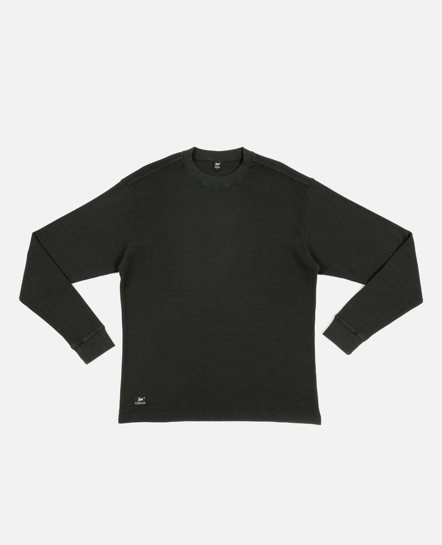 Patta Basic Waffle Longsleeve T-Shirt (Pirate Black)