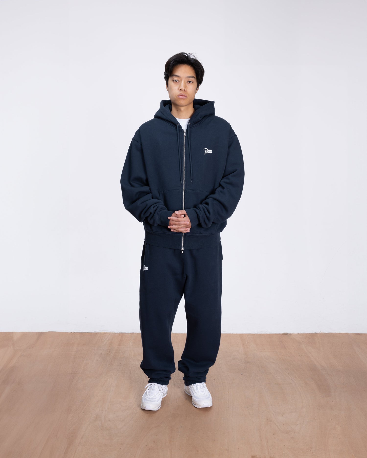 Patta Classic Zip Up Hooded Sweater (Black Iris)