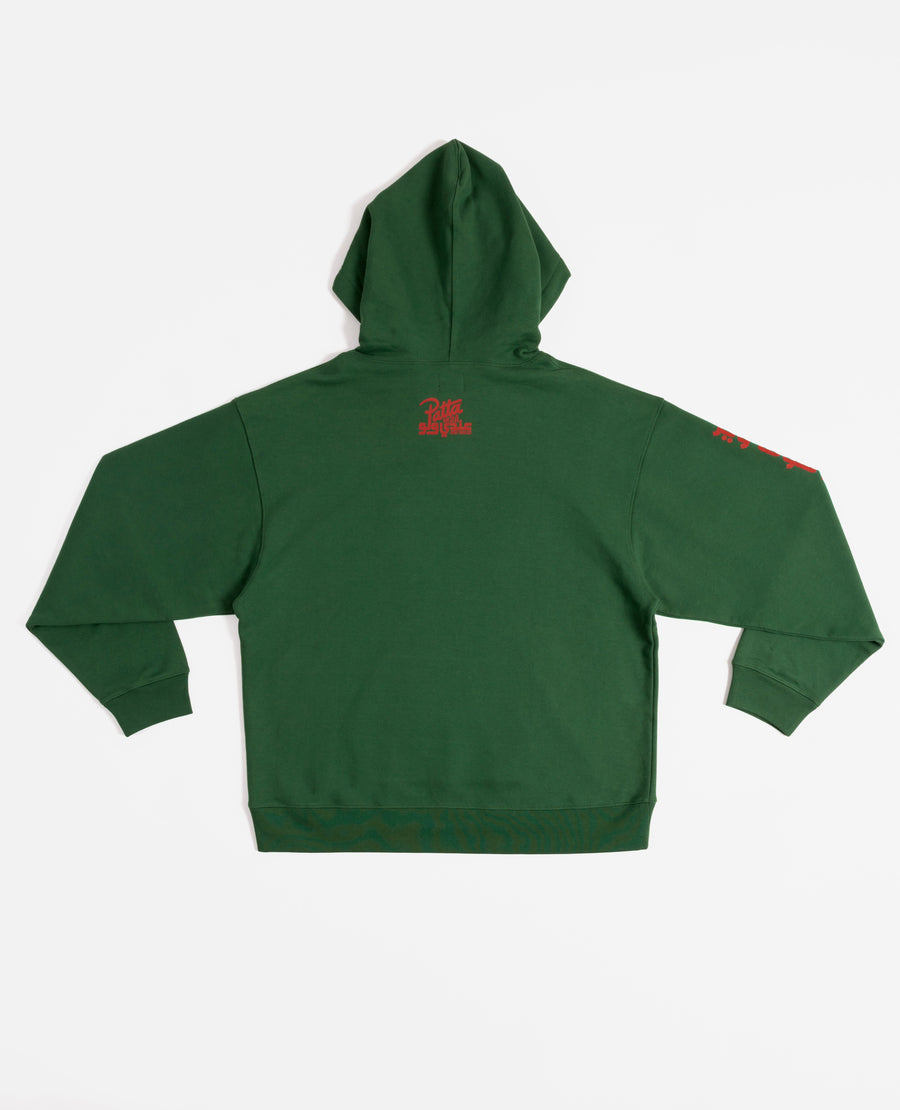 Patta x Andy Wahloo (Hassan Hajjaj) Script Logo Boxy Hooded Sweater (Eden)