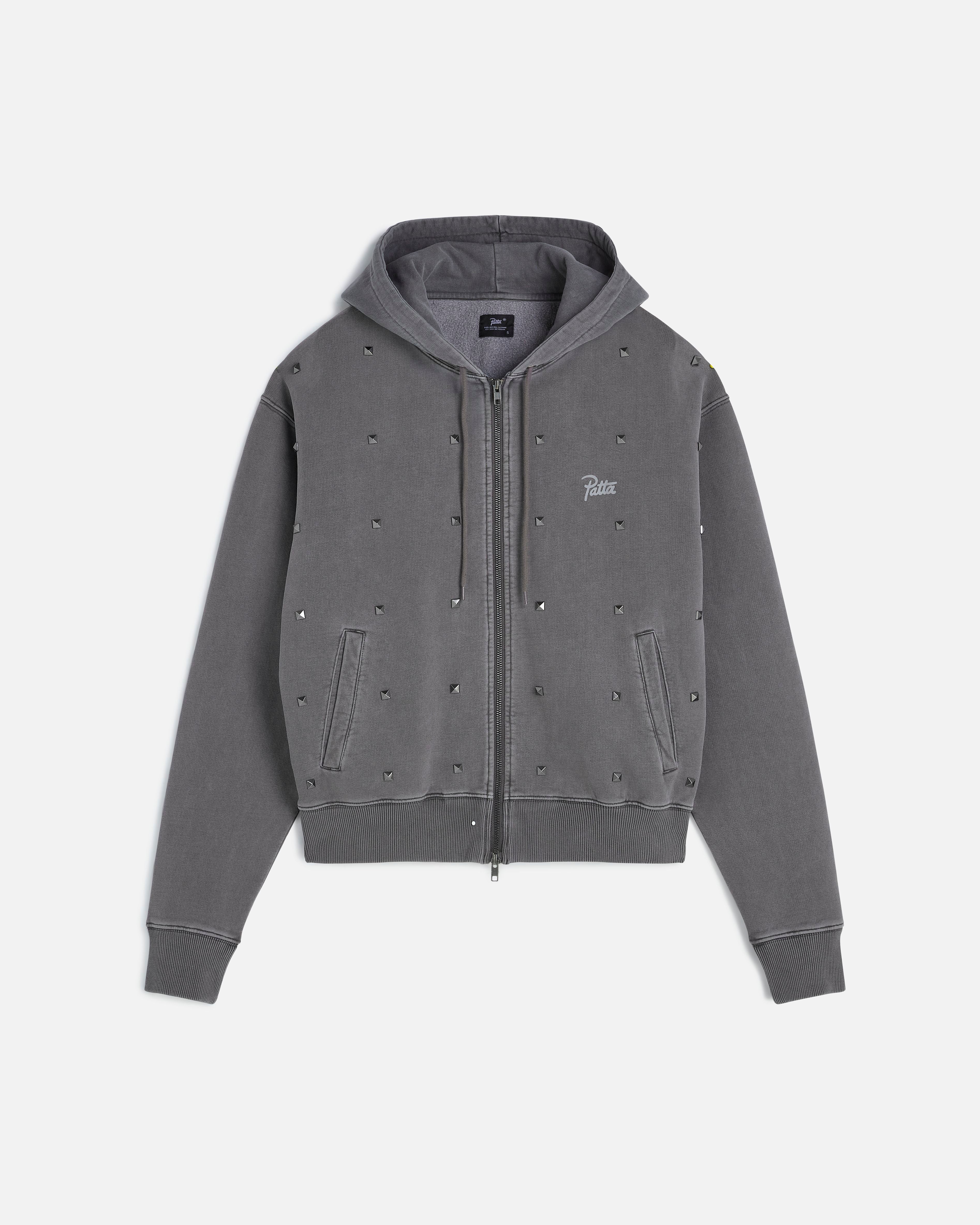 Patta Studded Washed Zip Up Hooded Sweater (Volcanic Glass) – Patta US