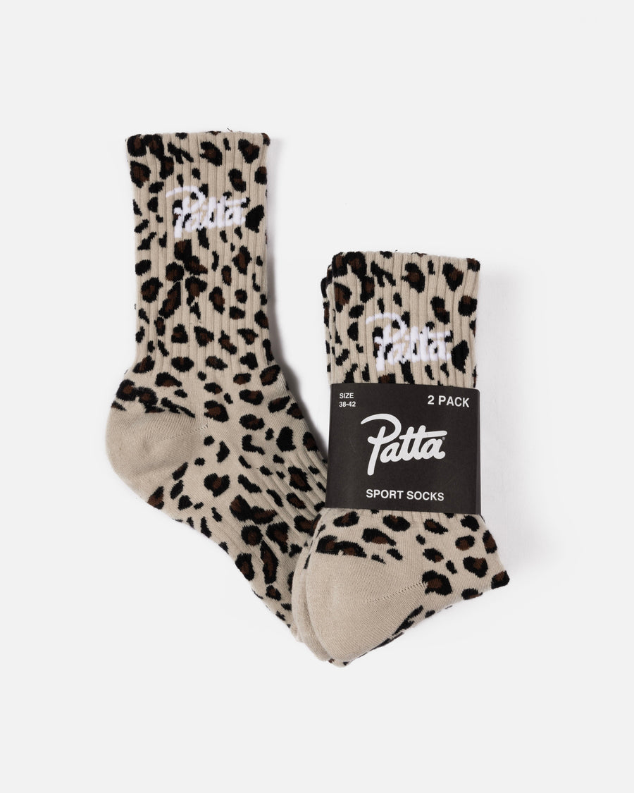 Patta Leopard Script Logo Sport Socks (1 Pack) (Multi)