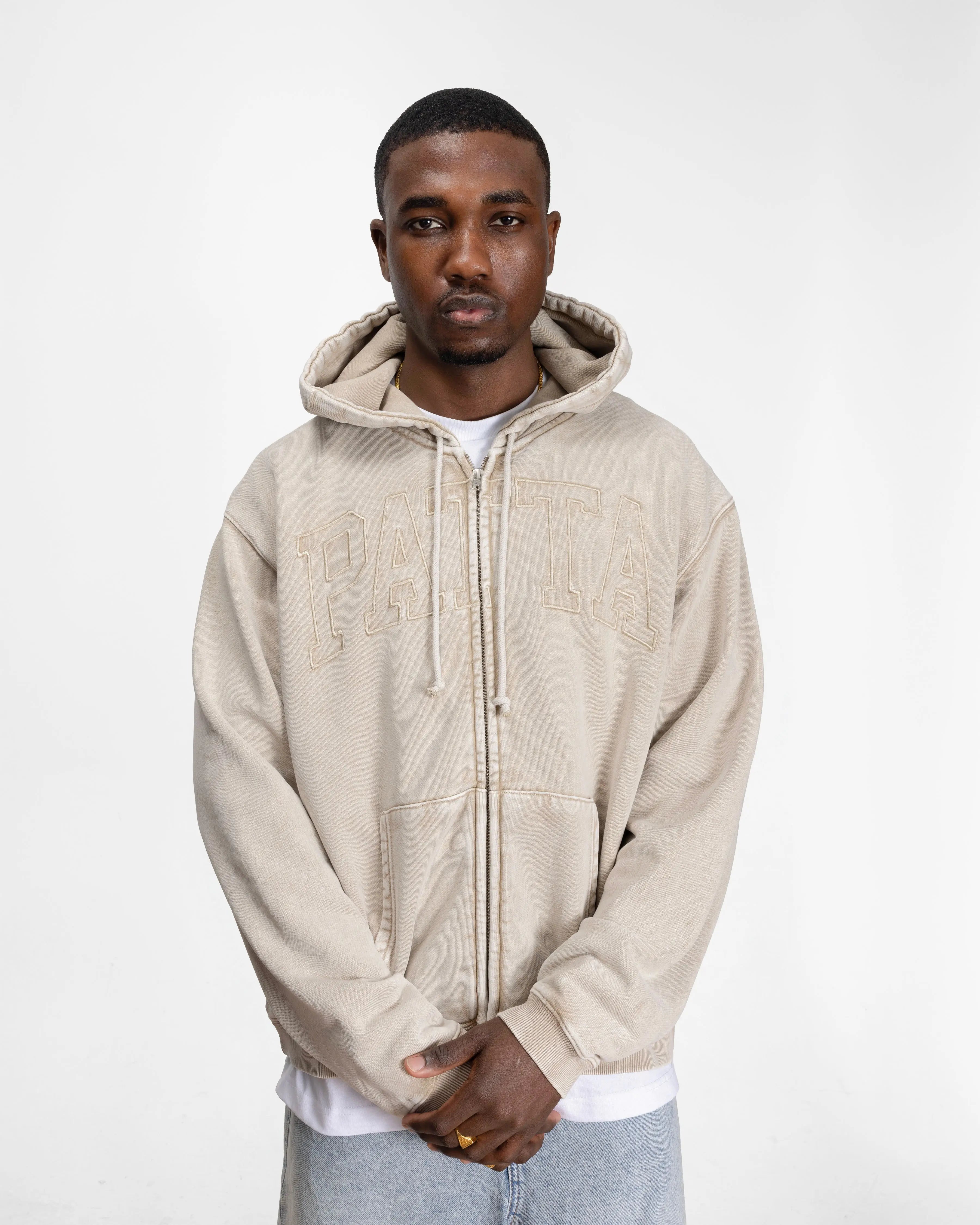 Patta Loopback Logo Zip Hooded Sweater (Irish Cream) - Patta