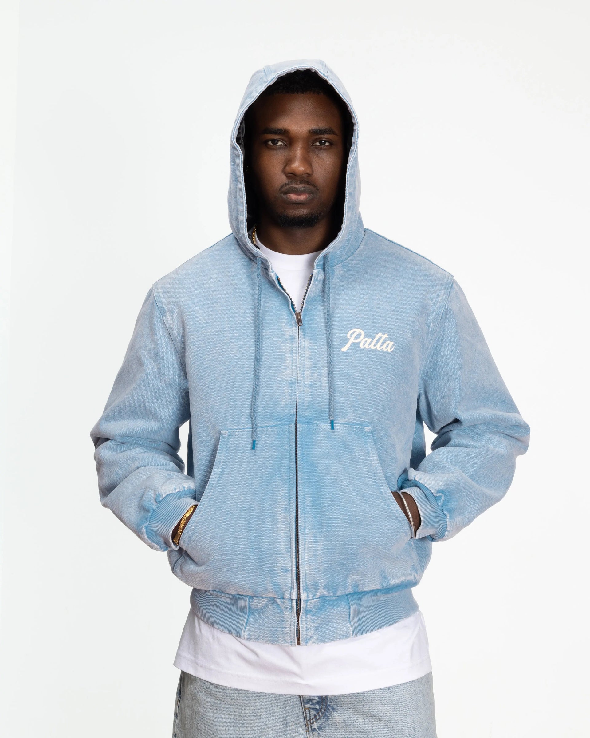Patta Peace Canvas Hooded Jacket (Light Blue Denim)