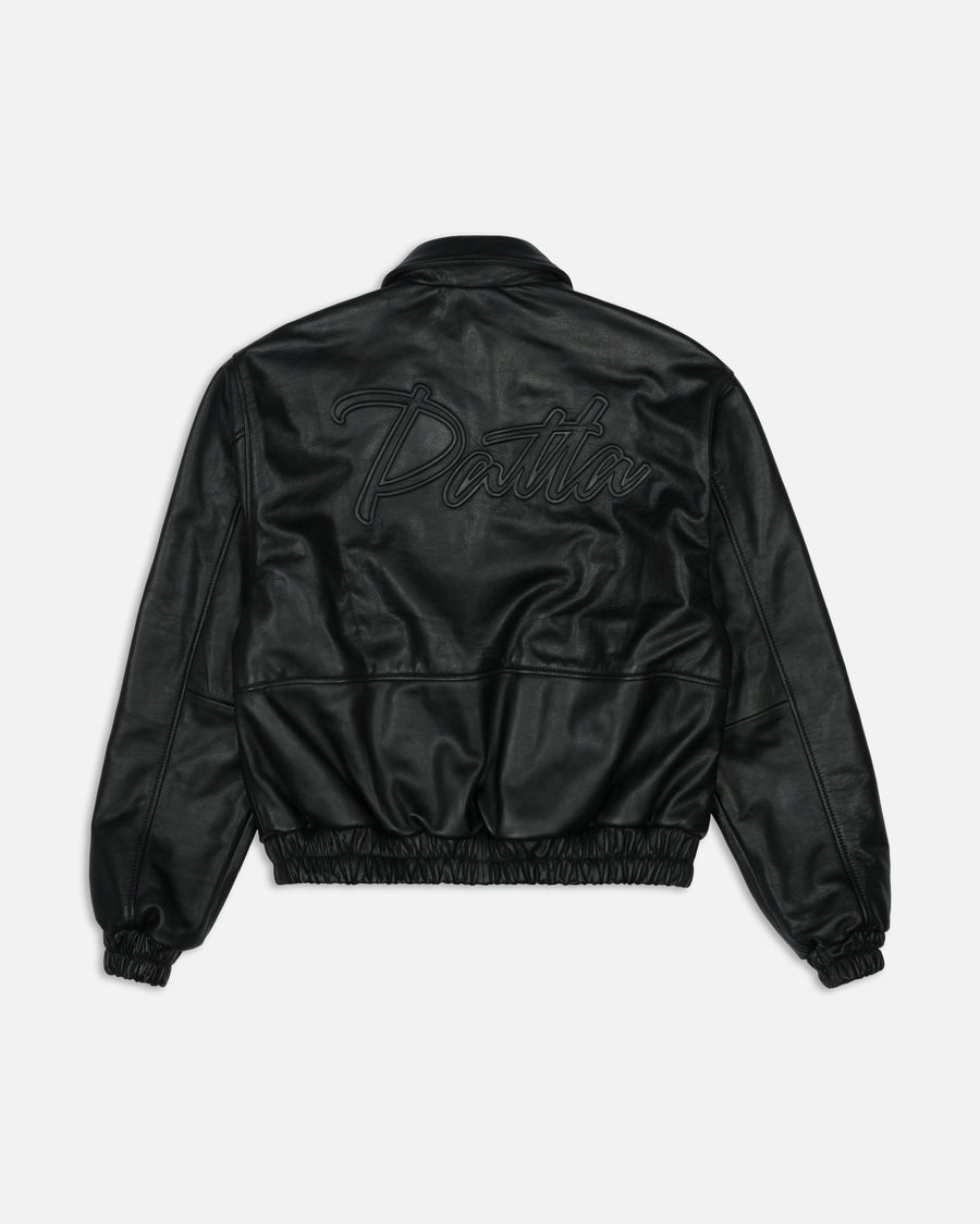 Patta Leather Bomber Jacket (Black)