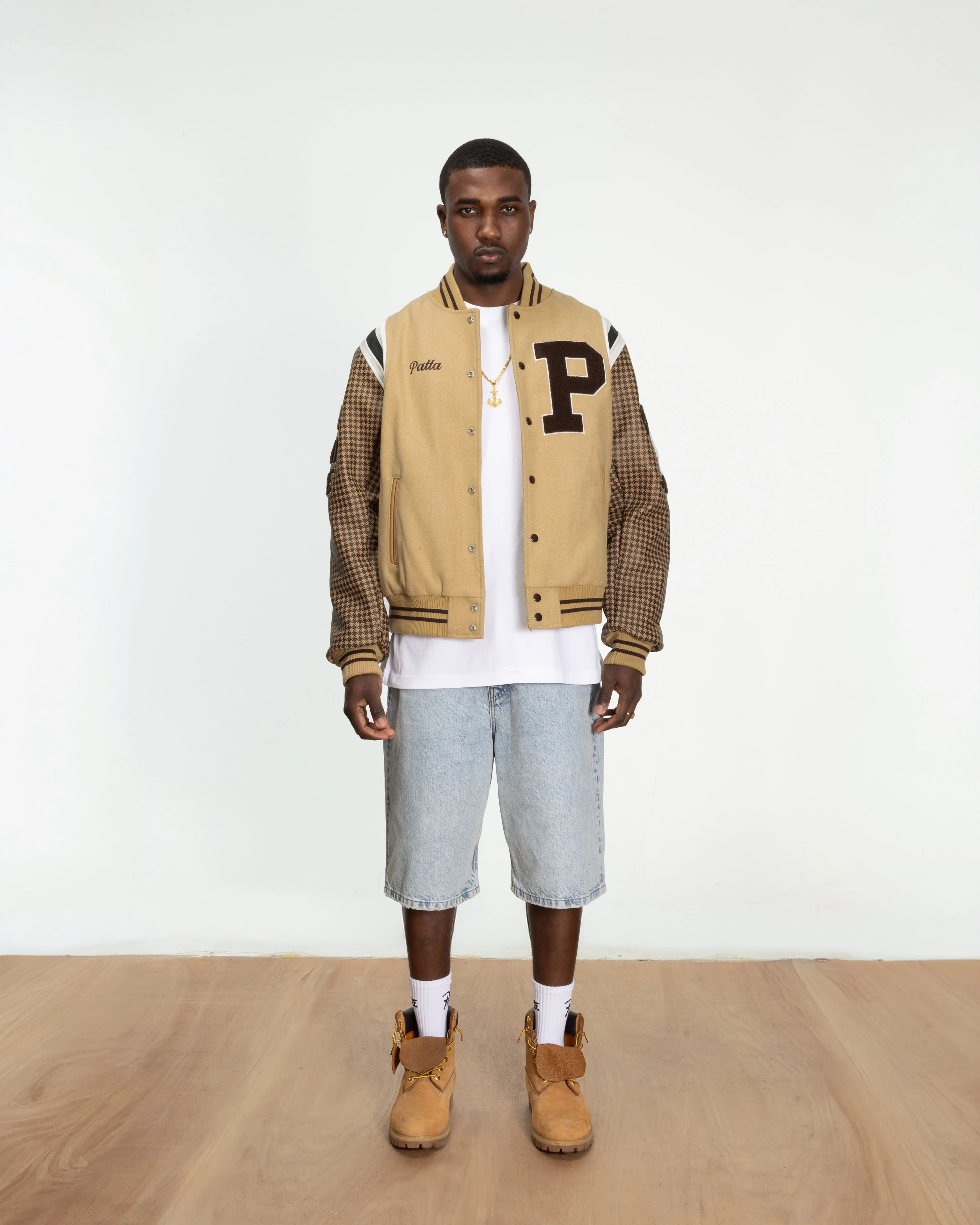 Patta Athletic P Houndstooth Varsity Jacket (Starfish) - Patta