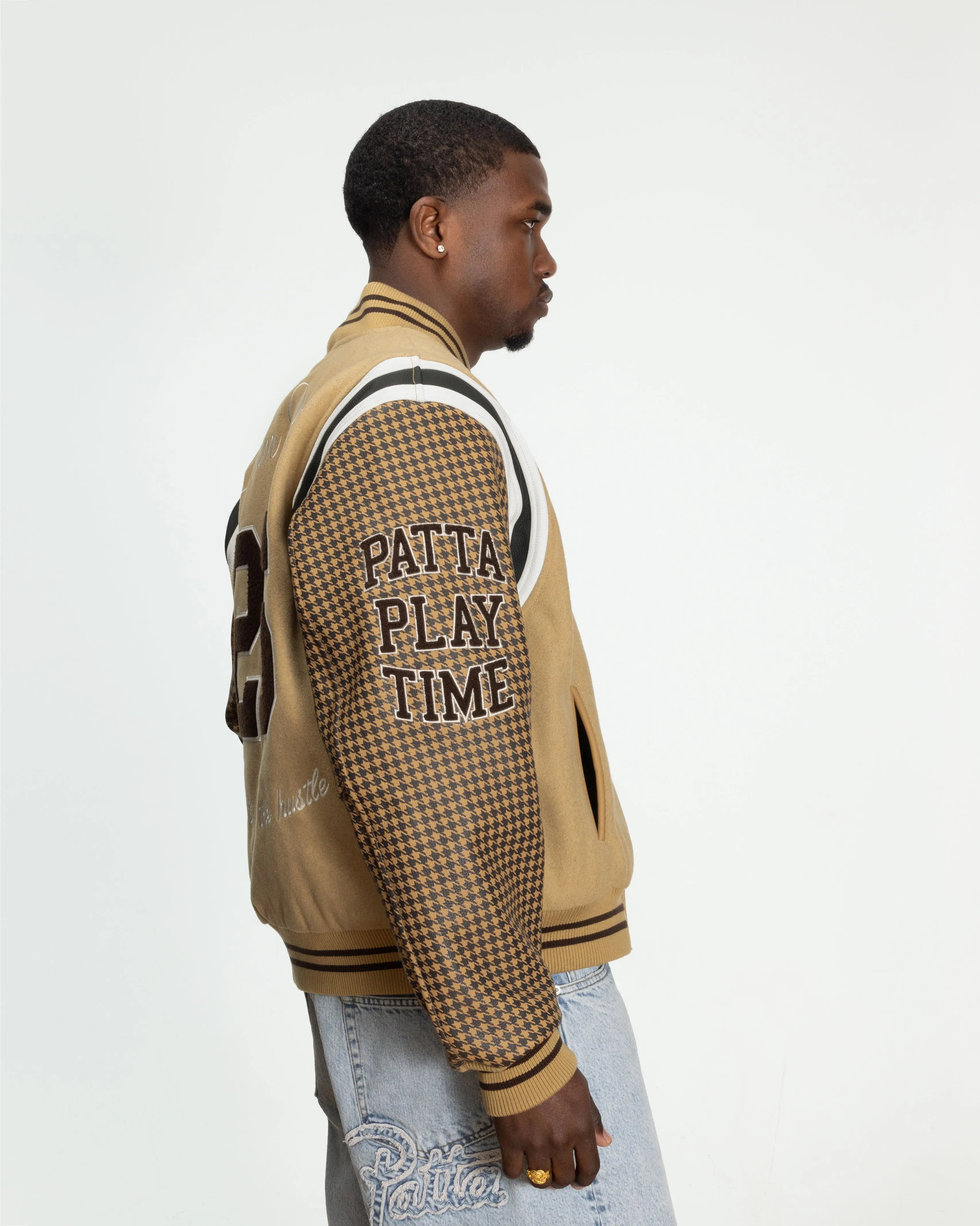 Patta Athletic P Houndstooth Varsity Jacket (Starfish) - Patta