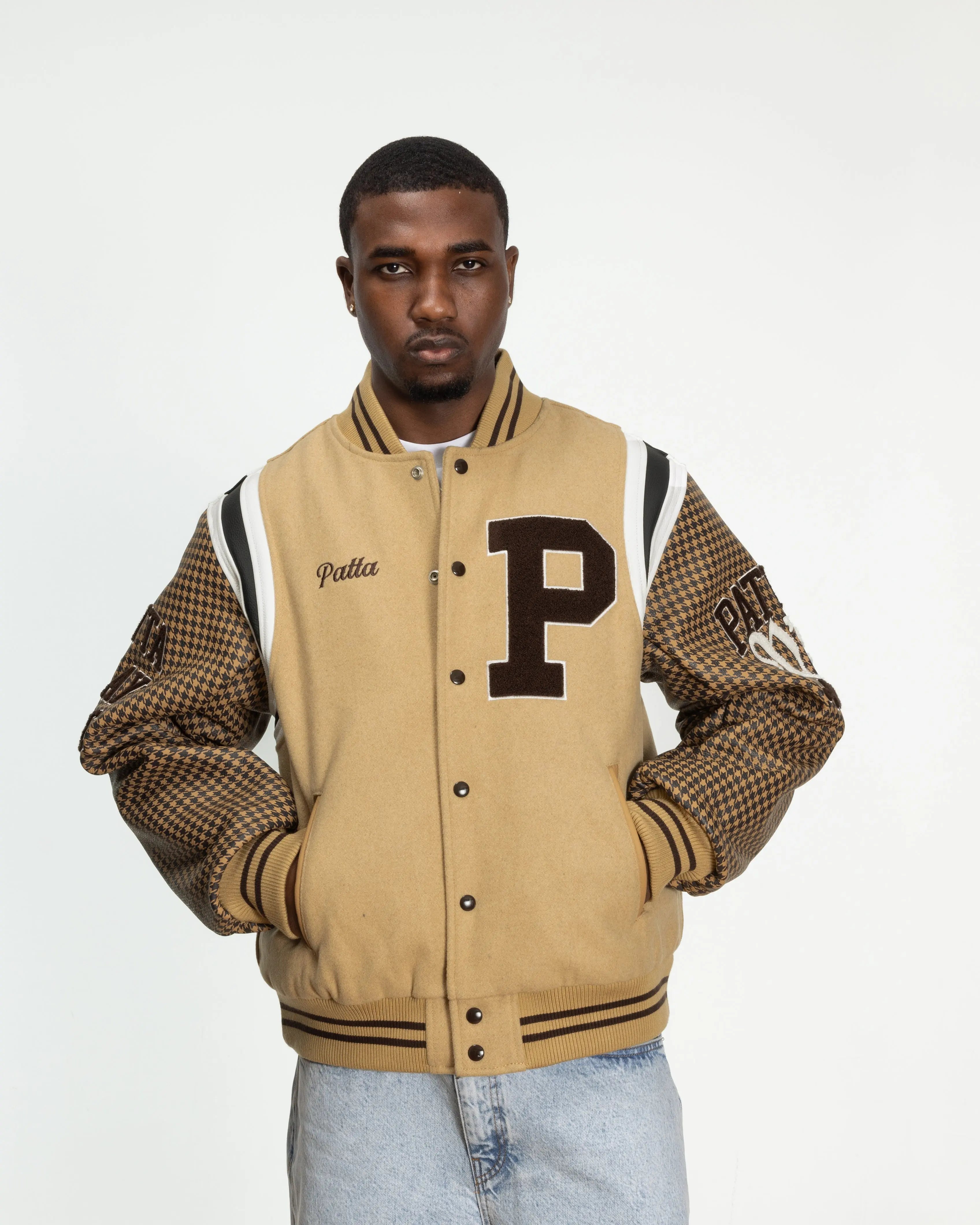 Patta Athletic P Houndstooth Varsity Jacket (Starfish) - Patta