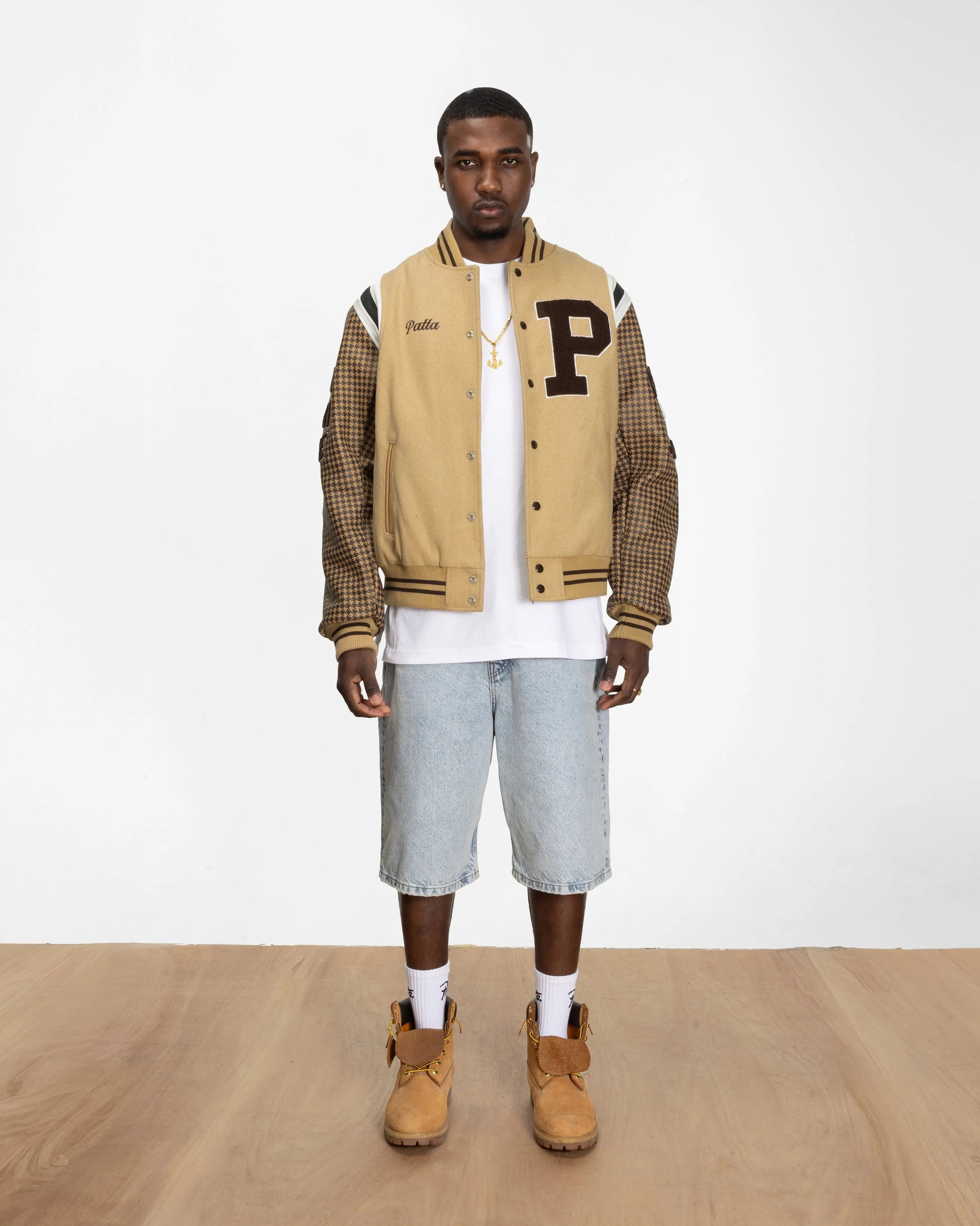 Patta Athletic P Houndstooth Varsity Jacket (Starfish)