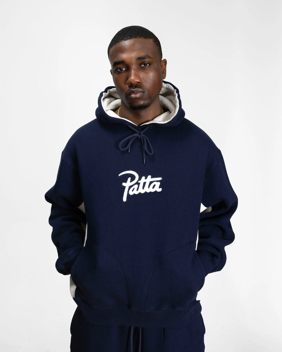 Patta Chenille Logo Hooded Sweater (Black Iris)